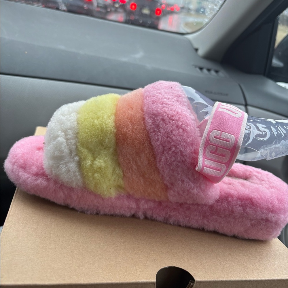 UGG Fluff Yeah Pink Multicolor Slide Sandals